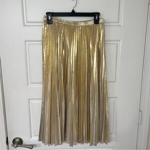 Banana Republic Metallic Gold Pleated Skirt